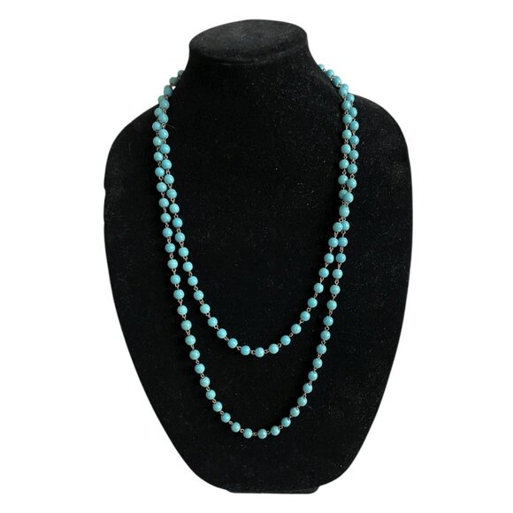 Chunky Turquoise Howlite Bead Rosary Chain Necklace In Presentation Box - Picture 4 of 6